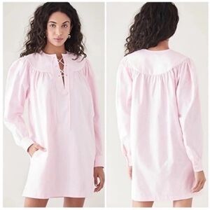 Rachel Comey Maquette Long Sleeve Lace Up Mini Dress Pink